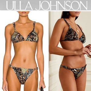 ULLA JOHNSON Catalina Bikini Top & Porto Braided Printed Bikini Briefs Set sz M